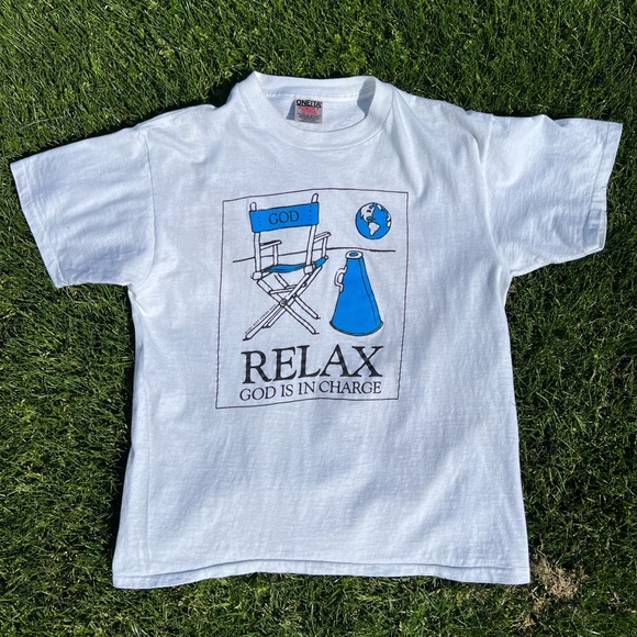 Vintage 1991 God religion jesus earth faith tee shirt white new deadstock prayer - Picture 3 of 8